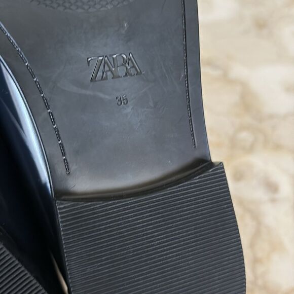 NWT Zara Classic Penny Loafers Blue Patent Faux Leather - Picture 10 of 10